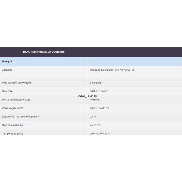 DK System Bezprzewodowy termostat pokojowy DK LOGIC 250Bezprzewodowy termostat pokojowy DK LOGIC 250