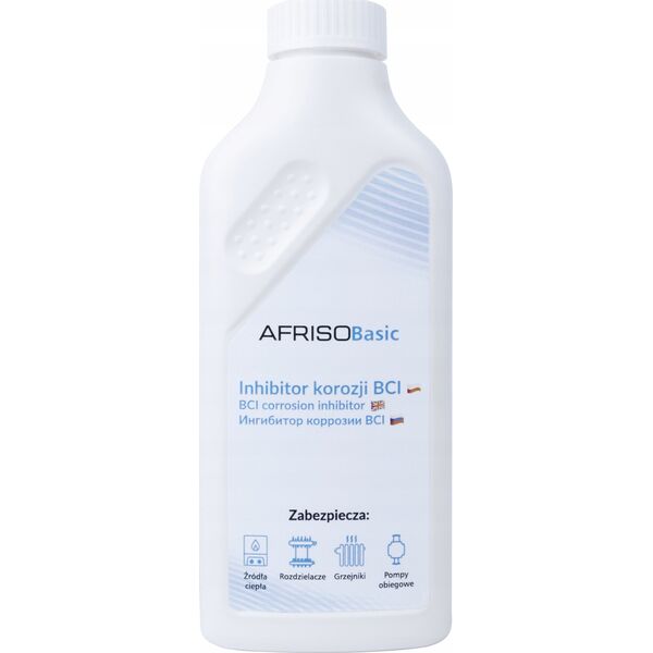Afriso Inhibitor korozji BCI do instalacji grzewczych 500ml (wydajność 100 l wody lub 120m podłogówki lub 10 grzejników), data ważności 2 lata od daty produkcjiA