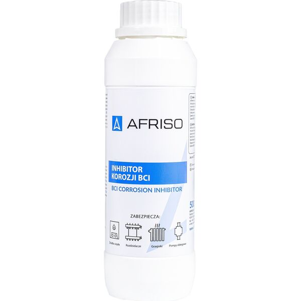 Afriso Inhibitor korozji BCI do instalacji grzewczych 500ml (wydajność 100 l wody lub 120m podłogówki lub 10 grzejników), data ważności 2 lata od daty produkcjiA