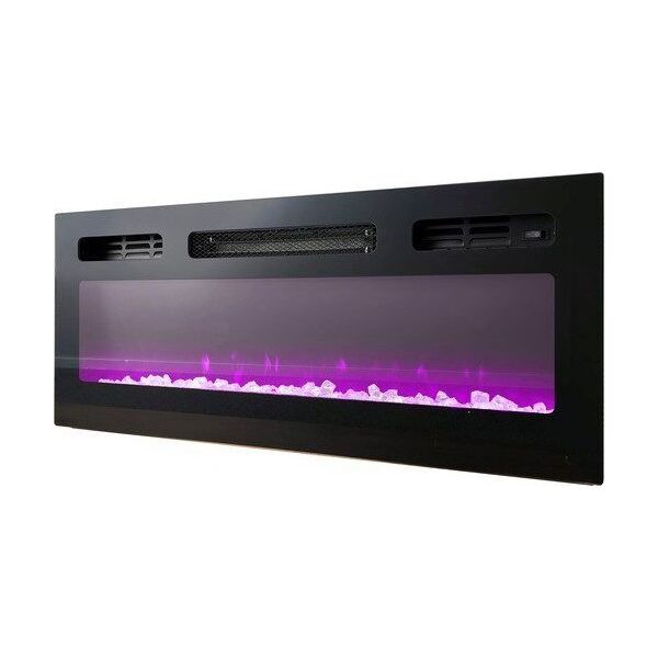 Cama Meble Szafka RTV EVA z kominkiem elektrycznym 180x40x52 czarny/czarny połysk