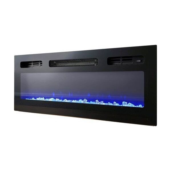 Cama Meble Szafka RTV EVA z kominkiem elektrycznym 180x40x52 czarny/czarny połysk