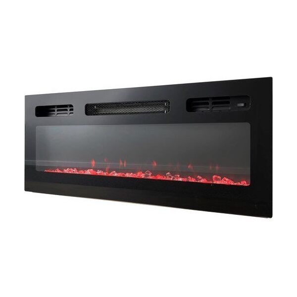 Cama Meble Szafka RTV EVA z kominkiem elektrycznym 180x40x52 czarny/czarny połysk