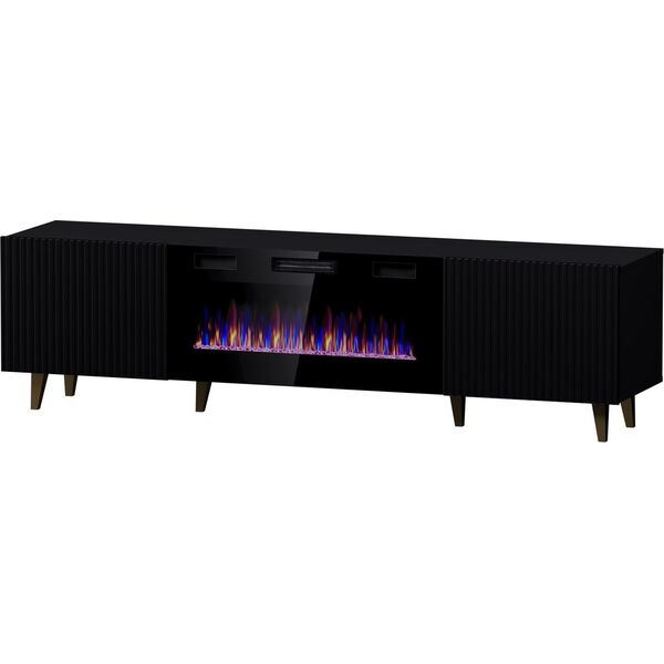Cama Meble Szafka RTV PAFOS EF z kominkiem elektrycznym 180x42x49 czarny mat