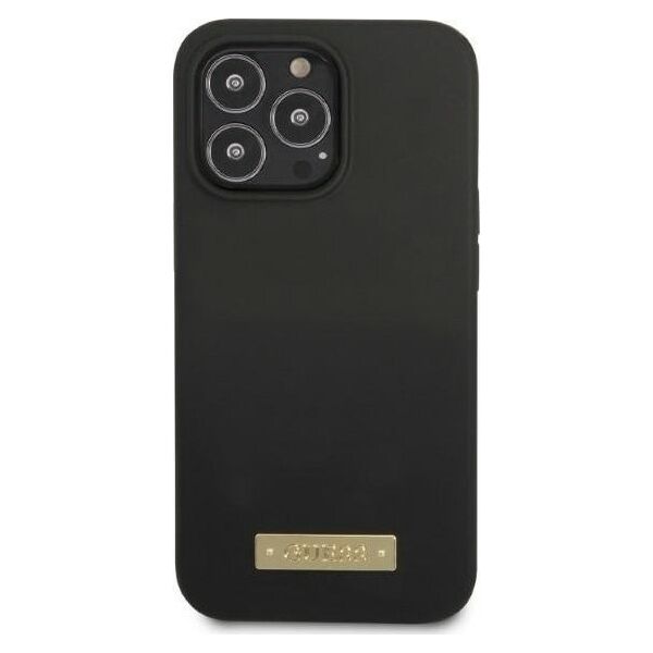Guess Guess GUHMP13LSPLK iPhone 13 Pro / 13 6,1" czarny/black hard case Silicone Logo Plate MagSafe NoSize