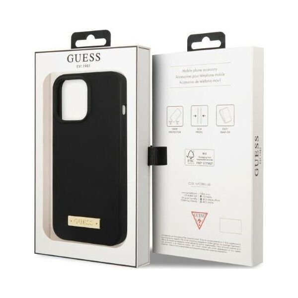 Guess Guess GUHMP13LSPLK iPhone 13 Pro / 13 6,1" czarny/black hard case Silicone Logo Plate MagSafe NoSize