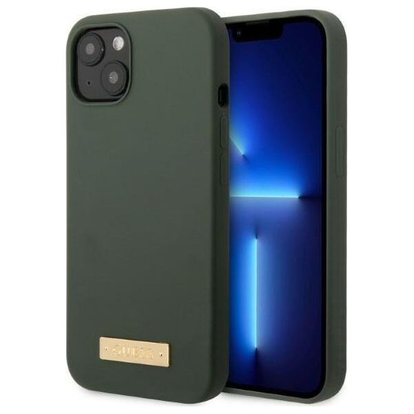 Guess Guess GUHMP13MSBPLA iPhone 13 6,1" zielony/khaki hard case Silicone Logo Plate MagSafe NoSize
