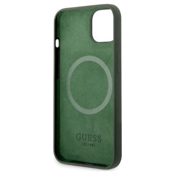 Guess Guess GUHMP13MSBPLA iPhone 13 6,1" zielony/khaki hard case Silicone Logo Plate MagSafe NoSize