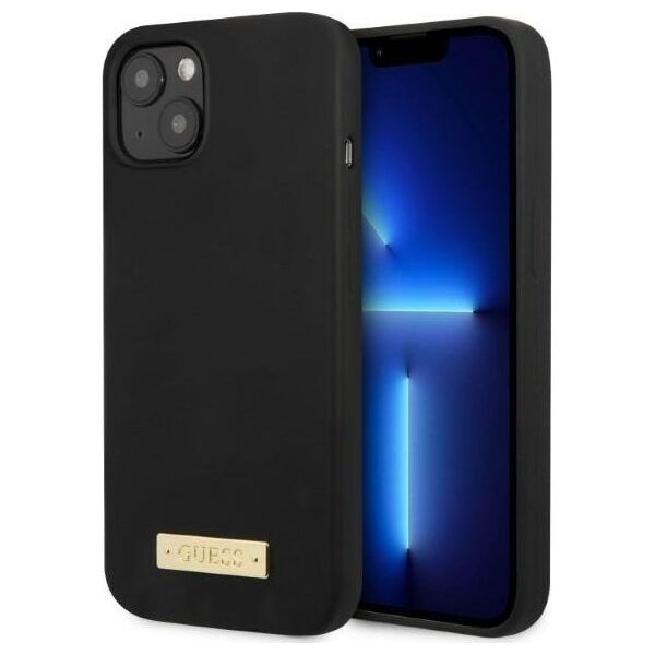 Guess Guess GUHMP13SSPLK iPhone 13 mini 5,4" czarny/black hard case Silicone Logo Plate MagSafe NoSize