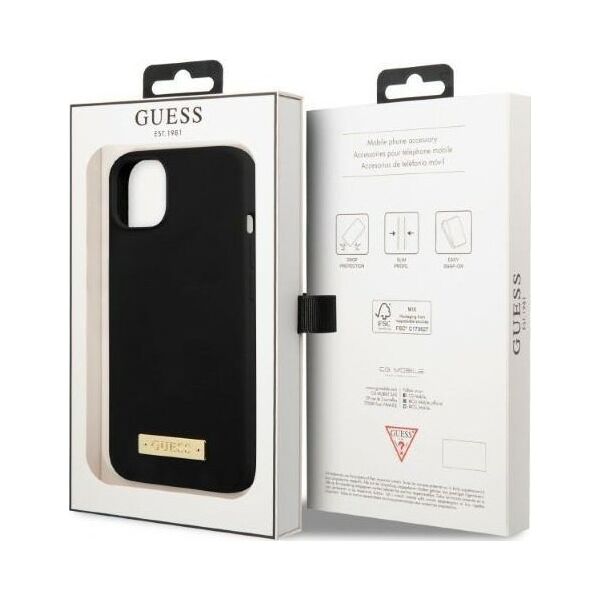 Guess Guess GUHMP13SSPLK iPhone 13 mini 5,4" czarny/black hard case Silicone Logo Plate MagSafe NoSize