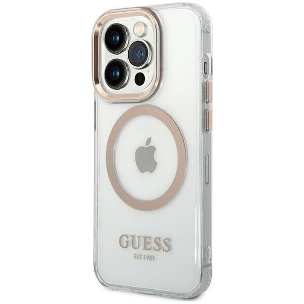 Guess Guess GUHMP14LHTRMD iPhone 14 Pro 6,1" złoty/gold hard case Metal Outline Magsafe NoSize