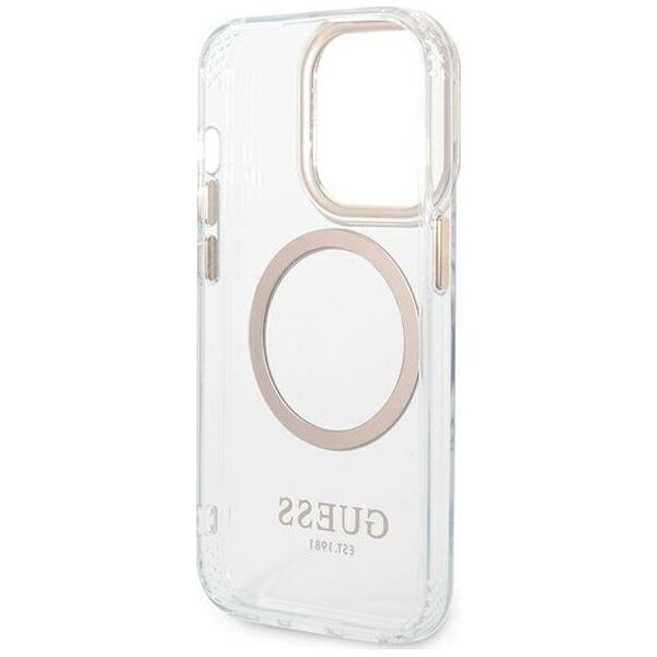 Guess Guess GUHMP14LHTRMD iPhone 14 Pro 6,1" złoty/gold hard case Metal Outline Magsafe NoSize