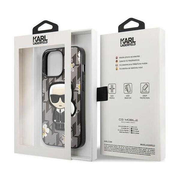 Karl Lagerfeld Karl Lagerfeld KLHCP13LPMNFIK1 iPhone 13 Pro / 13 6,1" szary/grey Flower Ikonik Karl NoSize