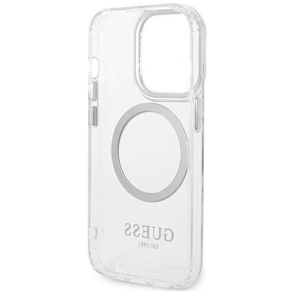 Guess Guess GUHMP14LHTRMS iPhone 14 Pro 6,1" srebrny/silver hard case Metal Outline Magsafe NoSize
