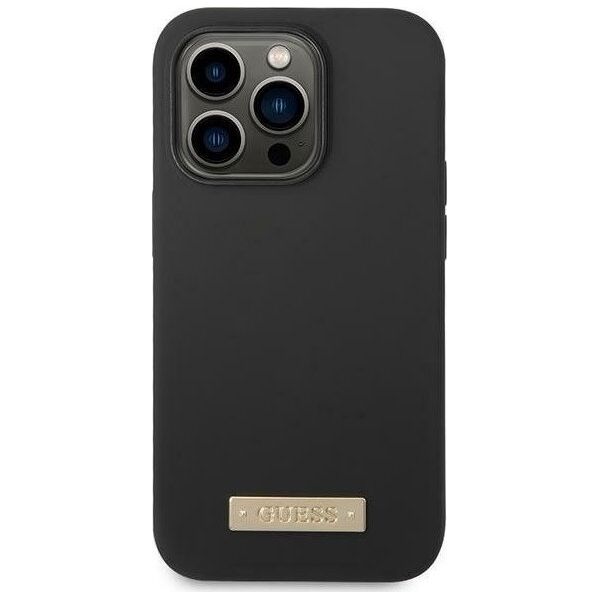 Guess Guess GUHMP14XSBPLK iPhone 14 Pro Max 6,7" czarny/black hard case Silicone Logo Plate MagSafe NoSize