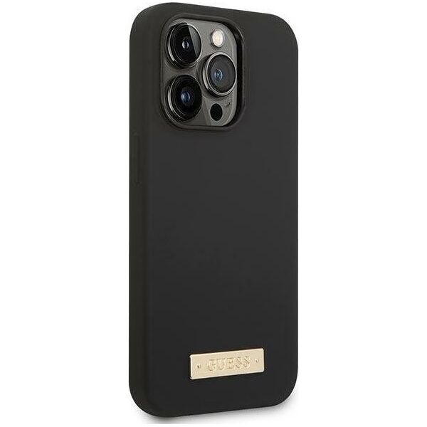 Guess Guess GUHMP14XSBPLK iPhone 14 Pro Max 6,7" czarny/black hard case Silicone Logo Plate MagSafe NoSize