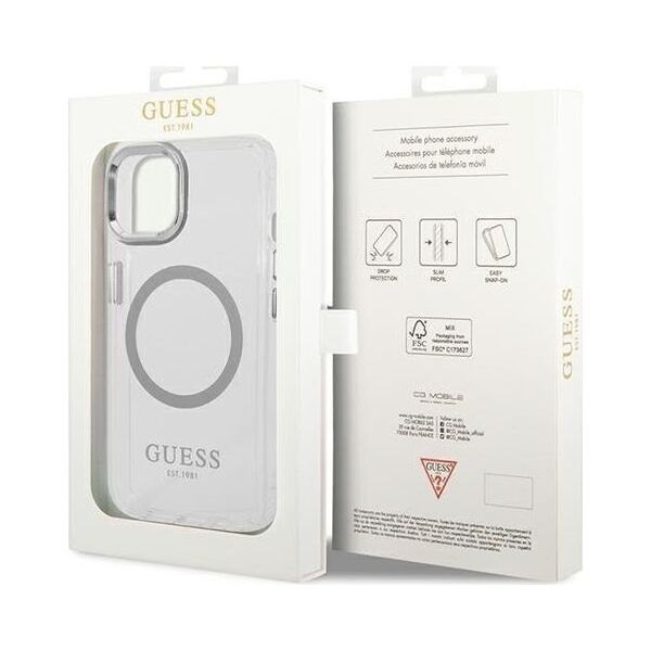 Guess Guess GUHMP14MHTRMS iPhone 14 Plus 6,7" srebrny/silver hard case Metal Outline Magsafe NoSize