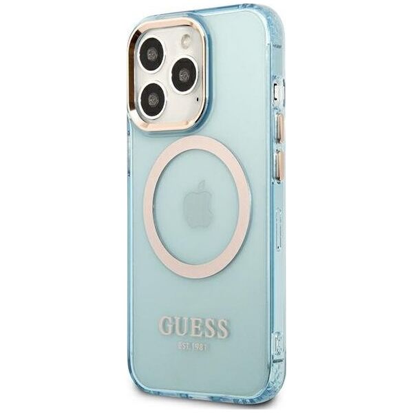 Guess Guess GUHMP13LHTCMB iPhone 13 Pro / 13 6,1" niebieski/blue hard case Gold Outline Translucent MagSafe NoSize
