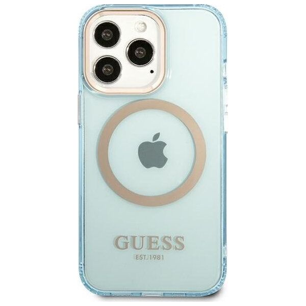 Guess Guess GUHMP13LHTCMB iPhone 13 Pro / 13 6,1" niebieski/blue hard case Gold Outline Translucent MagSafe NoSize