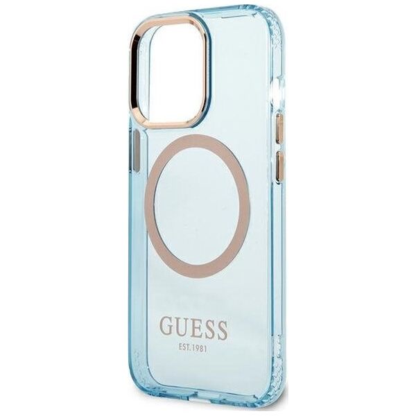 Guess Guess GUHMP13LHTCMB iPhone 13 Pro / 13 6,1" niebieski/blue hard case Gold Outline Translucent MagSafe NoSize