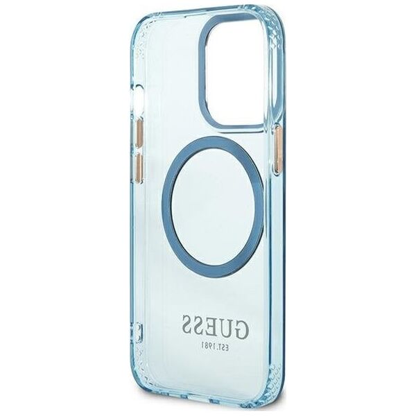 Guess Guess GUHMP13LHTCMB iPhone 13 Pro / 13 6,1" niebieski/blue hard case Gold Outline Translucent MagSafe NoSize
