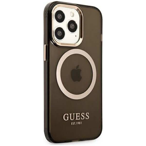 Guess Guess GUHMP13XHTCMK iPhone 13 Pro Max 6,7" czarny/black hard case Gold Outline Translucent MagSafe NoSize