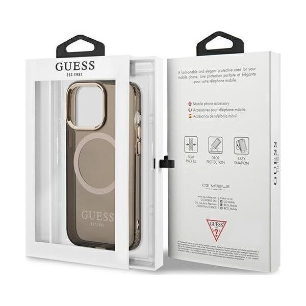 Guess Guess GUHMP13XHTCMK iPhone 13 Pro Max 6,7" czarny/black hard case Gold Outline Translucent MagSafe NoSize