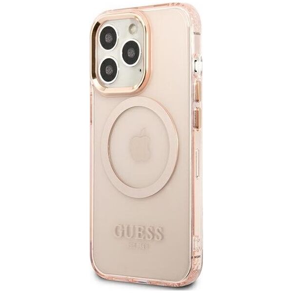 Guess Guess GUHMP13XHTCMP iPhone 13 Pro Max 6,7" różowy/pink hard case Gold Outline Translucent MagSafe NoSize