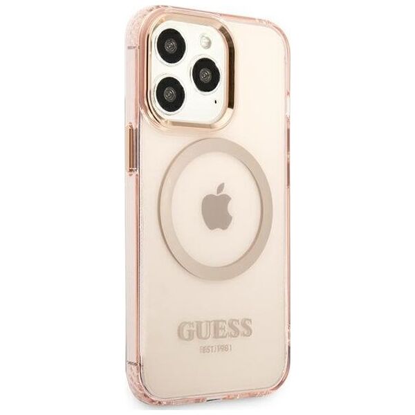 Guess Guess GUHMP13XHTCMP iPhone 13 Pro Max 6,7" różowy/pink hard case Gold Outline Translucent MagSafe NoSize