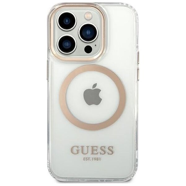 Guess Guess GUHMP14XHTRMD iPhone 14 Pro Max 6,7" złoty/gold hard case Metal Outline Magsafe NoSize