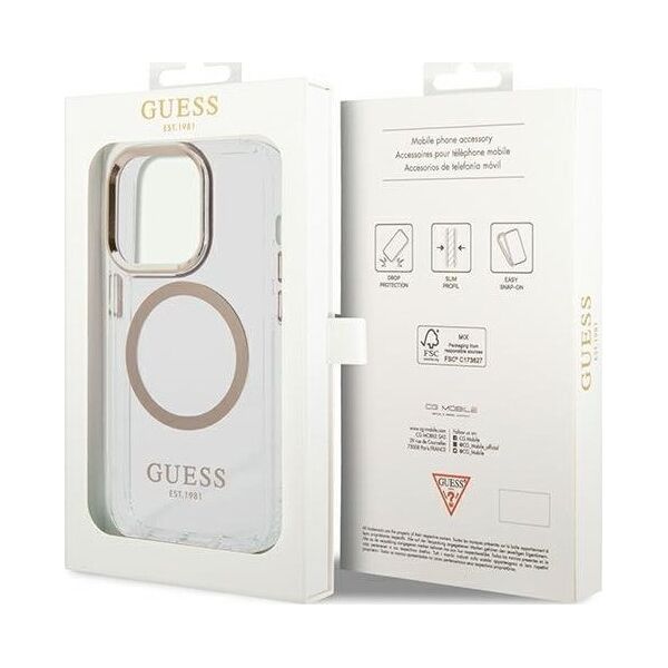 Guess Guess GUHMP14XHTRMD iPhone 14 Pro Max 6,7" złoty/gold hard case Metal Outline Magsafe NoSize