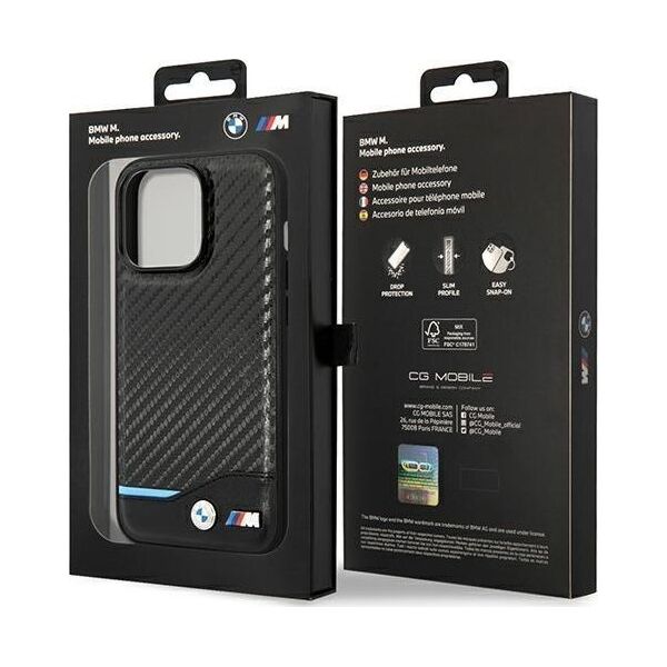 BMW Etui BMW BMHCP14L22NBCK iPhone 14 Pro 6,1" czarny/black Leather Carbon