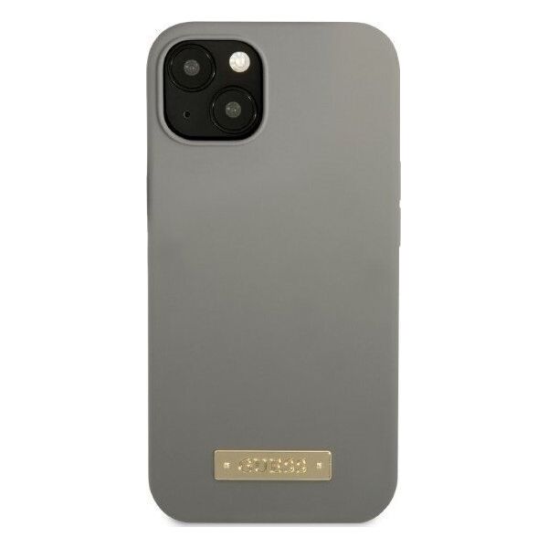 Guess Guess GUHMP13MSPLG iPhone 13 6,1" szary/grey hard case Silicone Logo Plate MagSafe NoSize