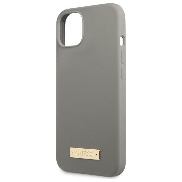 Guess Guess GUHMP13MSPLG iPhone 13 6,1" szary/grey hard case Silicone Logo Plate MagSafe NoSize
