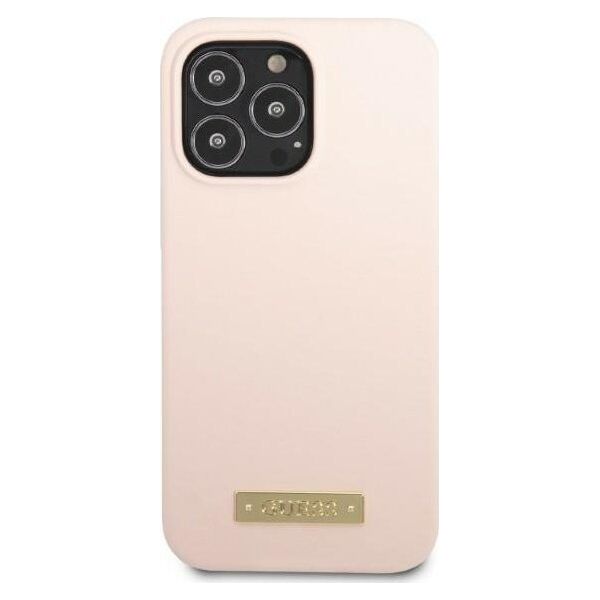 Guess Guess GUHMP13LSPLP iPhone 13 Pro / 13 6,1" różowy/pink hard case Silicone Logo Plate MagSafe NoSize