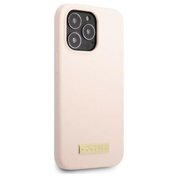 Guess Guess GUHMP13LSPLP iPhone 13 Pro / 13 6,1" różowy/pink hard case Silicone Logo Plate MagSafe NoSize