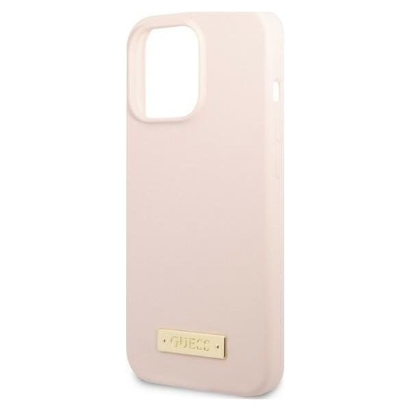 Guess Guess GUHMP13LSPLP iPhone 13 Pro / 13 6,1" różowy/pink hard case Silicone Logo Plate MagSafe NoSize