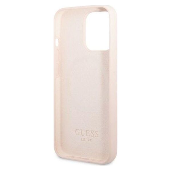 Guess Guess GUHMP13LSPLP iPhone 13 Pro / 13 6,1" różowy/pink hard case Silicone Logo Plate MagSafe NoSize