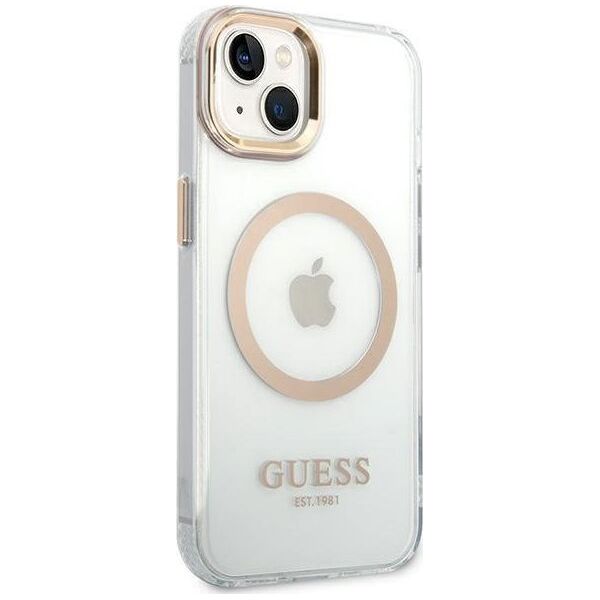 Guess Guess GUHMP14MHTRMD iPhone 14 Plus 6,7" złoty/gold hard case Metal Outline Magsafe NoSize