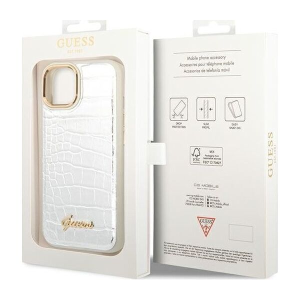 Guess Guess GUHCP14MHGCRHS iPhone 14 Plus 6,7" srebrny/silver hardcase Croco Collection NoSize