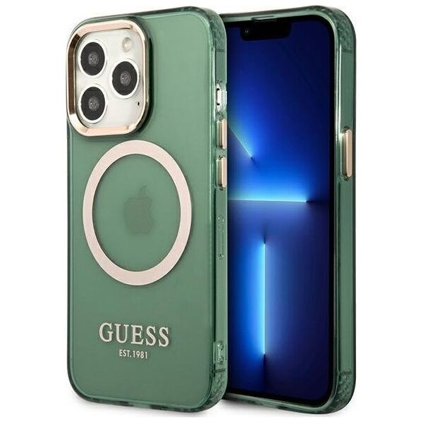 Guess Guess GUHMP13LHTCMA iPhone 13 Pro / 13 6,1" zielony/khaki hard case Gold Outline Translucent MagSafe NoSize