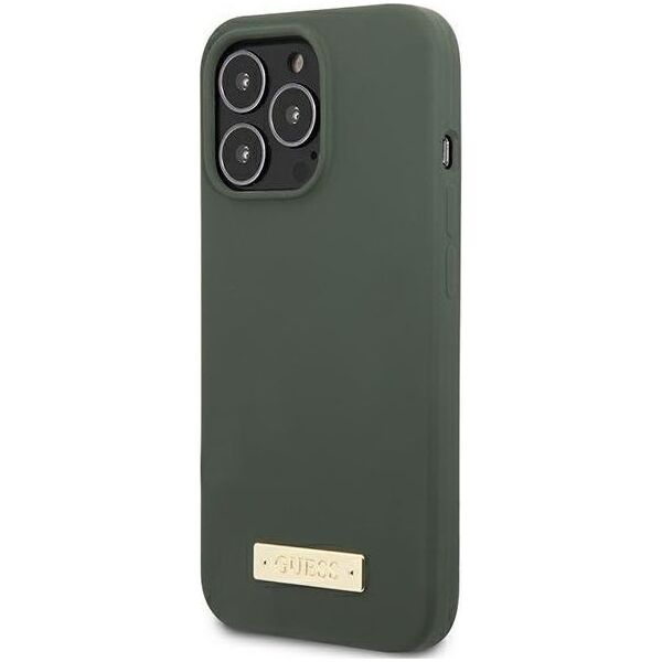 Guess Guess GUHMP13LSPLA iPhone 13 Pro / 13 6,1" zielony/khaki hard case Silicone Logo Plate MagSafe NoSize