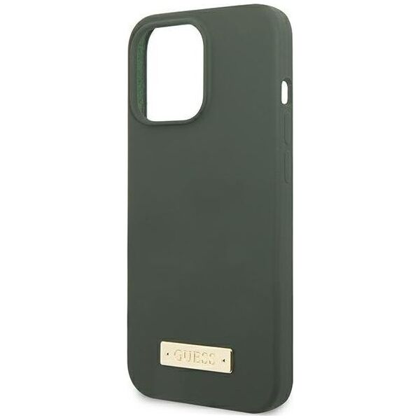 Guess Guess GUHMP13LSPLA iPhone 13 Pro / 13 6,1" zielony/khaki hard case Silicone Logo Plate MagSafe NoSize