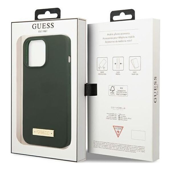 Guess Guess GUHMP13LSPLA iPhone 13 Pro / 13 6,1" zielony/khaki hard case Silicone Logo Plate MagSafe NoSize