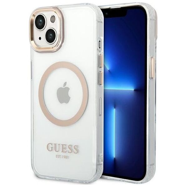 Guess Guess GUHMP14SHTRMD iPhone 14 6,1" złoty/gold hard case Metal Outline Magsafe NoSize