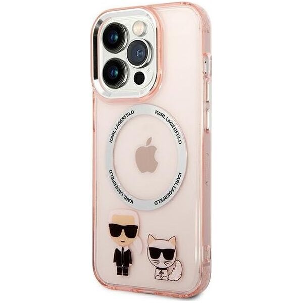 Karl Lagerfeld Karl Lagerfeld KLHMP14LHKCP iPhone 14 Pro 6,1" hardcase różowy/pink Karl & Choupette Aluminium Magsafe NoSize