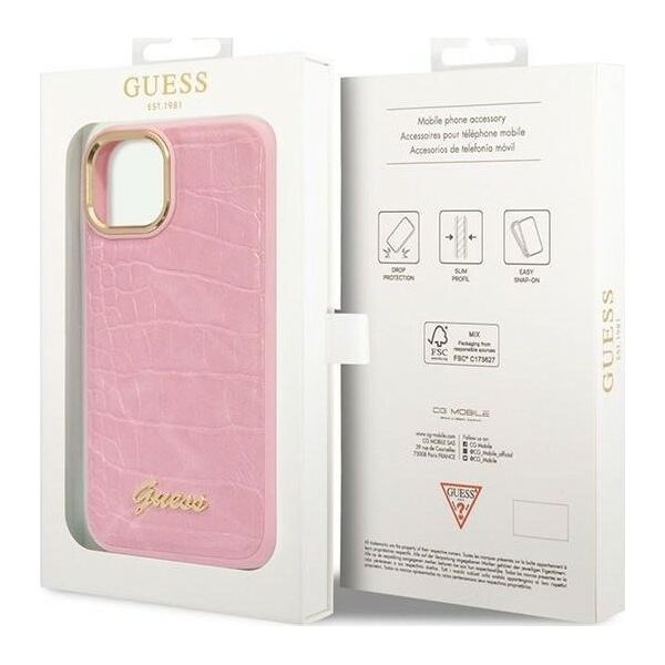 Guess Etui Guess GUHCP14MHGCRHP Apple iPhone 14 Plus różowy/pink hardcase Croco Collection
