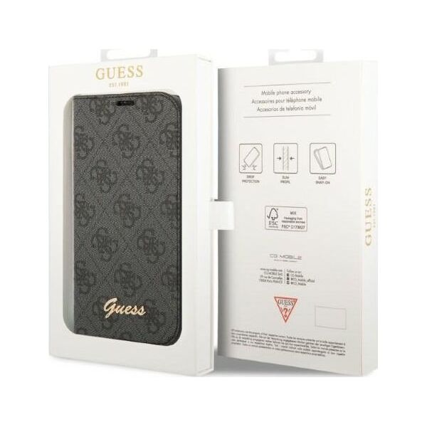 Guess Etui Guess GUBKP14LHG4SHK Apple iPhone 14 Pro czarny/black book 4G Vintage Gold Logo