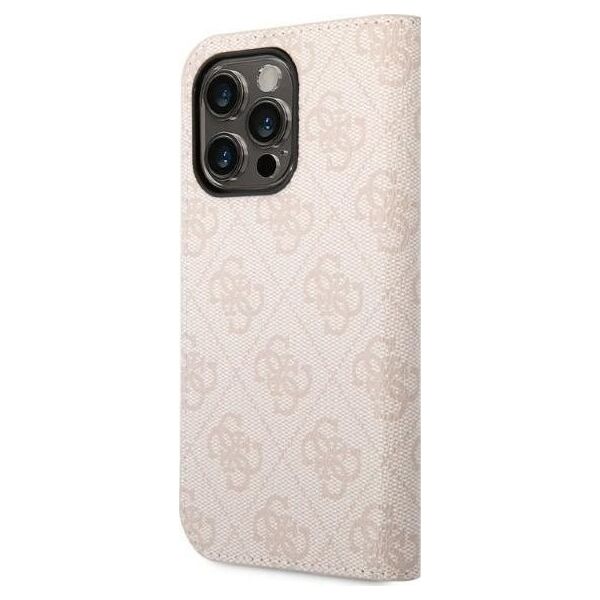Guess Etui Guess GUBKP14LHG4SHP Apple iPhone 14 Pro różowy/pink book 4G Vintage Gold Logo