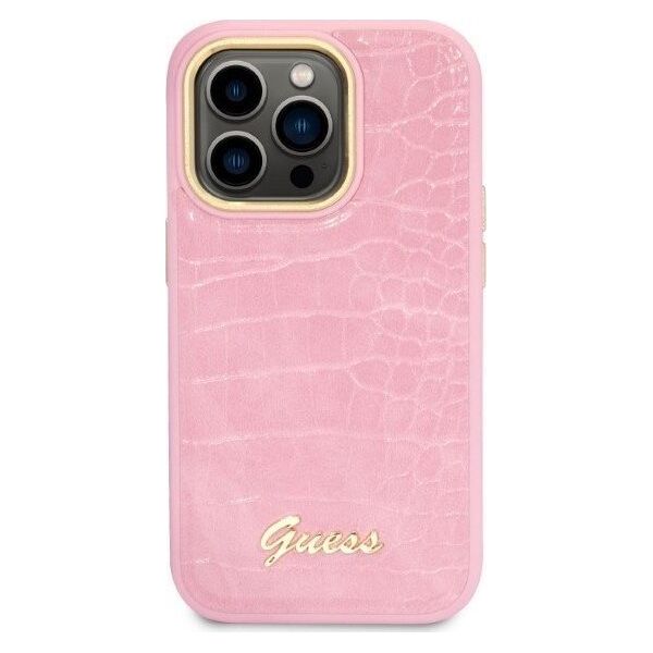 Guess Etui Guess GUHCP14LHGCRHP Apple iPhone 14 Pro różowy/pink hardcase Croco Collection