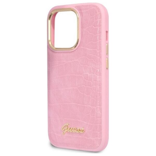 Guess Etui Guess GUHCP14LHGCRHP Apple iPhone 14 Pro różowy/pink hardcase Croco Collection